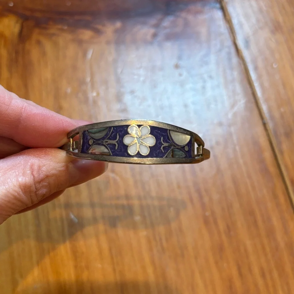 Child's Bracelet Deep Purple Inlay Floral